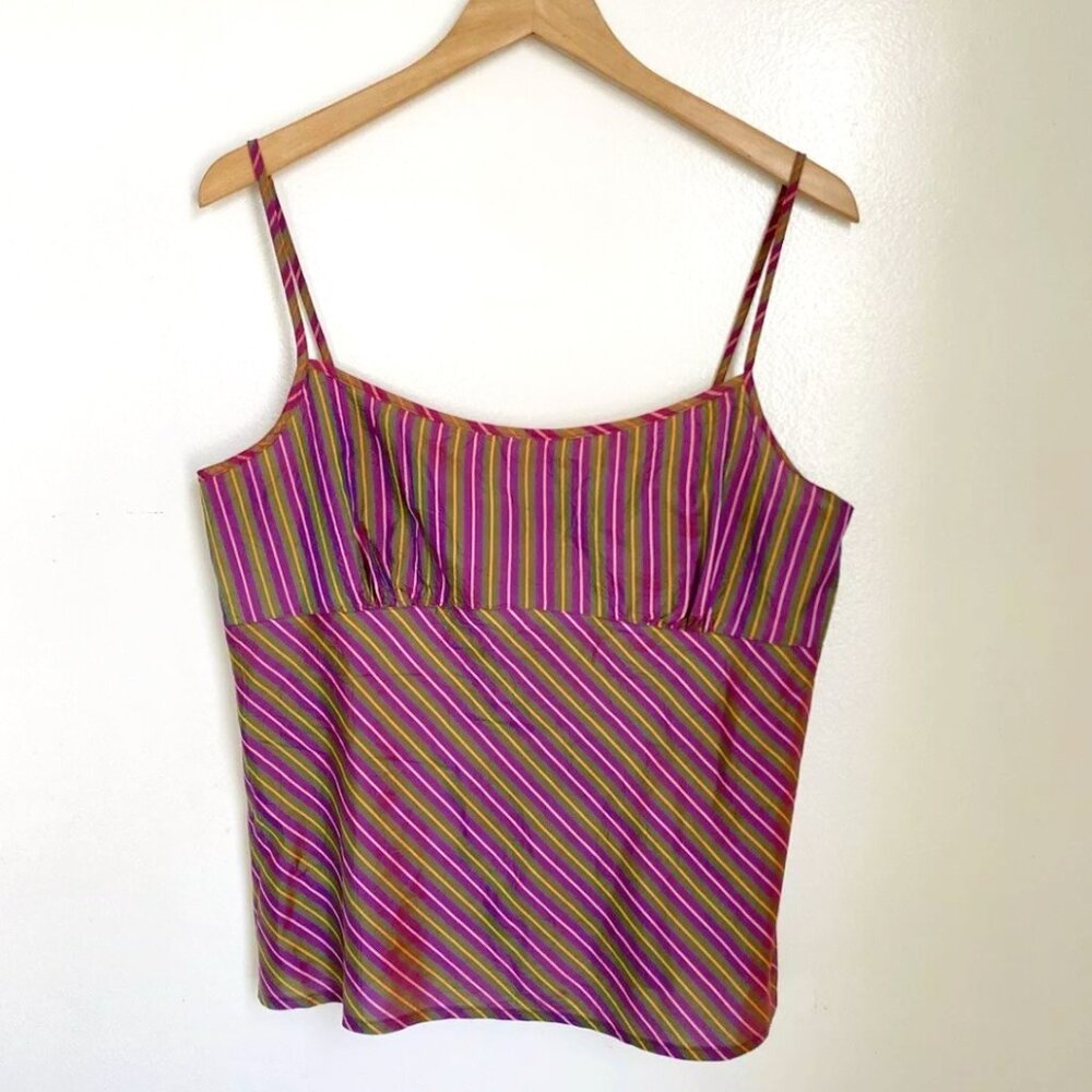 Dosa Silk Camisole top Jewel Tone Color Stripes, Dosa size 2, NWOT